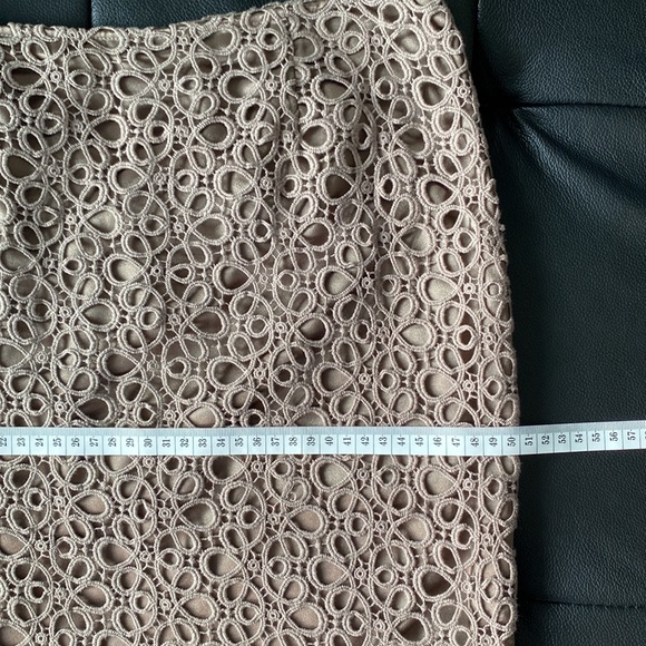 JONES NEW YORK COLLECTION PETITE tan/brown lace skirt with lining Size 10P - Picture 8 of 9
